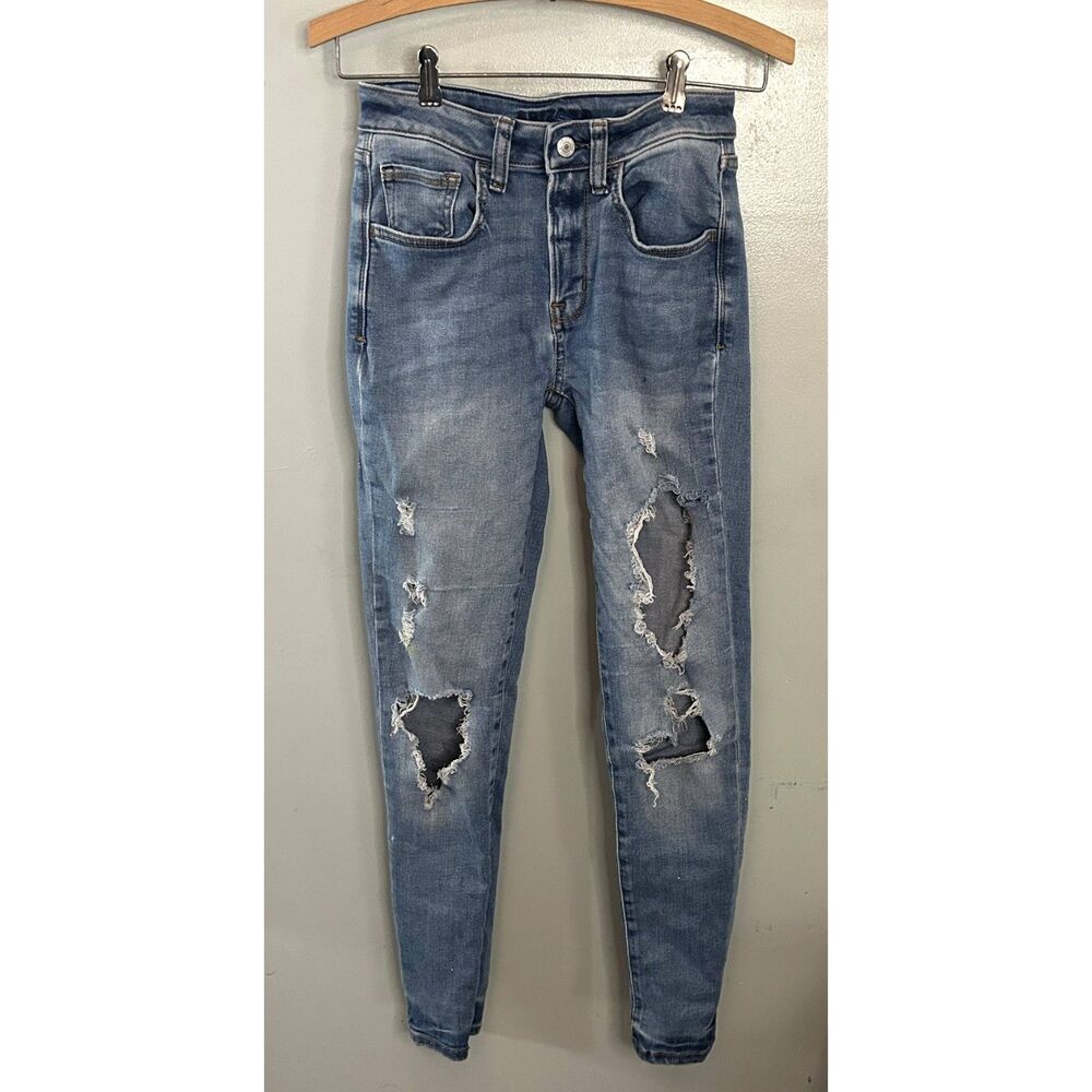 Arizona Jean Co Hi Rise Skinny Size 0 Light blue distressed